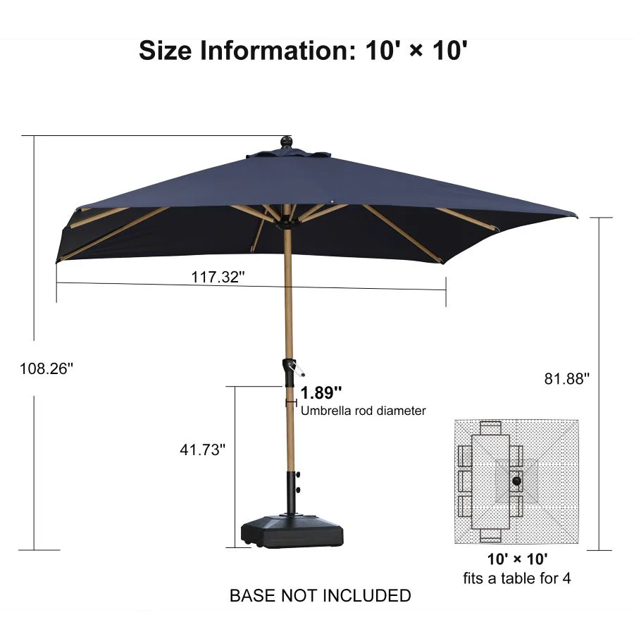 PURPLE LEAF Patio Market Umbrella Aluminum Outdoor Table Umbrella with Wood Color - Image 181