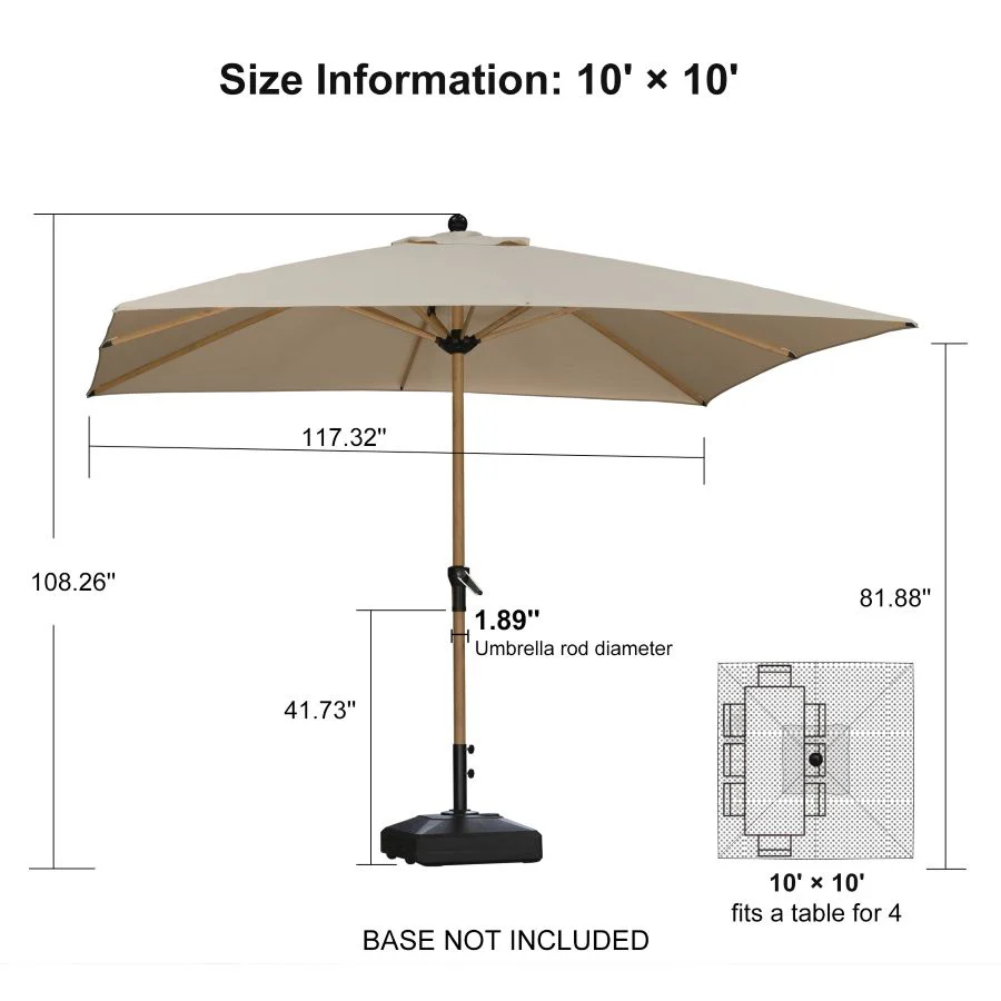 PURPLE LEAF Patio Market Umbrella Aluminum Outdoor Table Umbrella with Wood Color - Image 182
