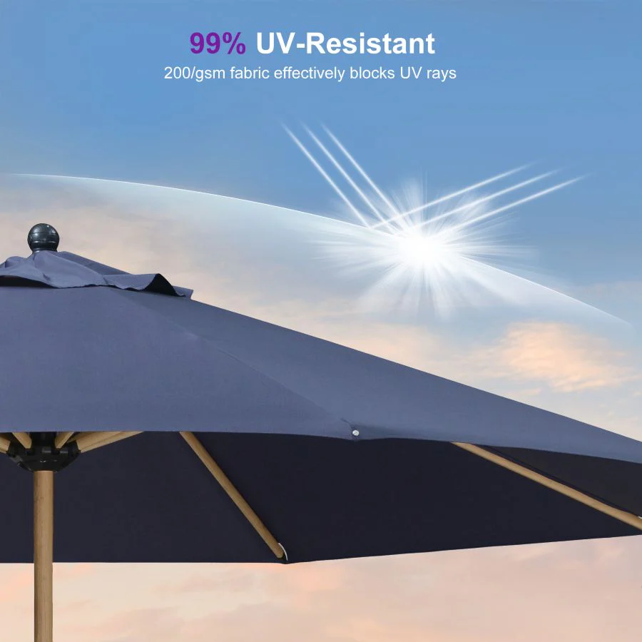 PURPLE LEAF Patio Market Umbrella Aluminum Outdoor Table Umbrella with Wood Color - Image 183