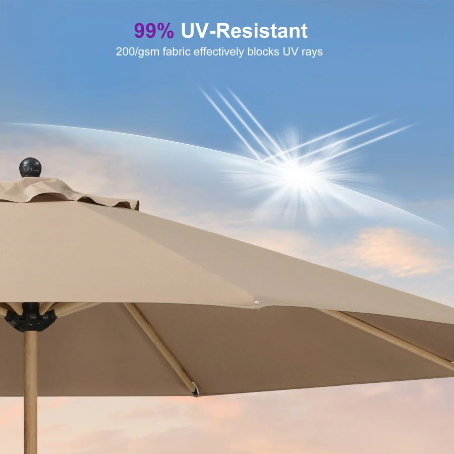 PURPLE LEAF Patio Market Umbrella Aluminum Outdoor Table Umbrella with Wood Color - Image 184