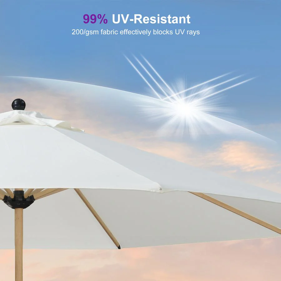 PURPLE LEAF Patio Market Umbrella Aluminum Outdoor Table Umbrella with Wood Color - Image 185