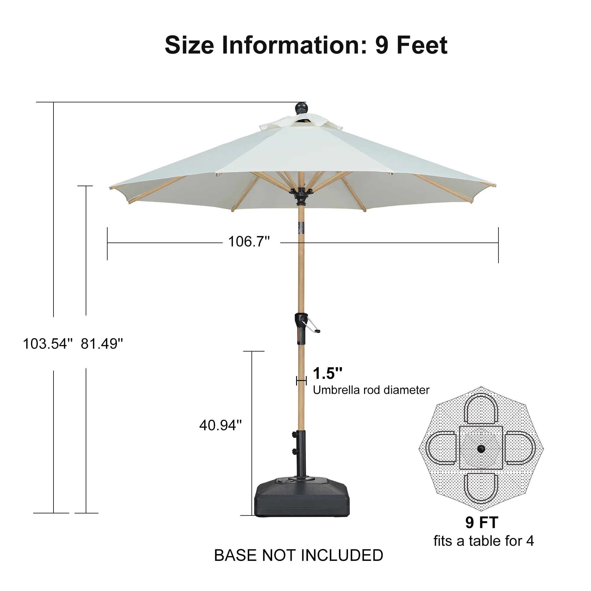 PURPLE LEAF Patio Market Umbrella Aluminum Outdoor Table Umbrella with Wood Color - Image 187