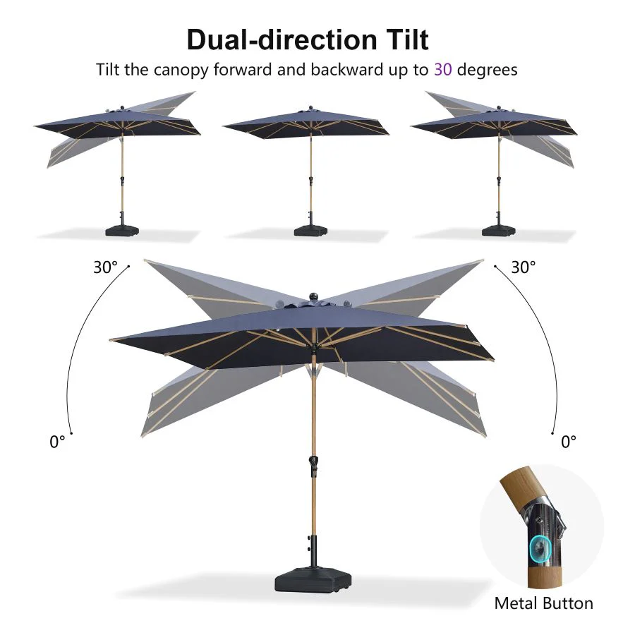 PURPLE LEAF Patio Market Umbrella Aluminum Outdoor Table Umbrella with Wood Color - Image 188