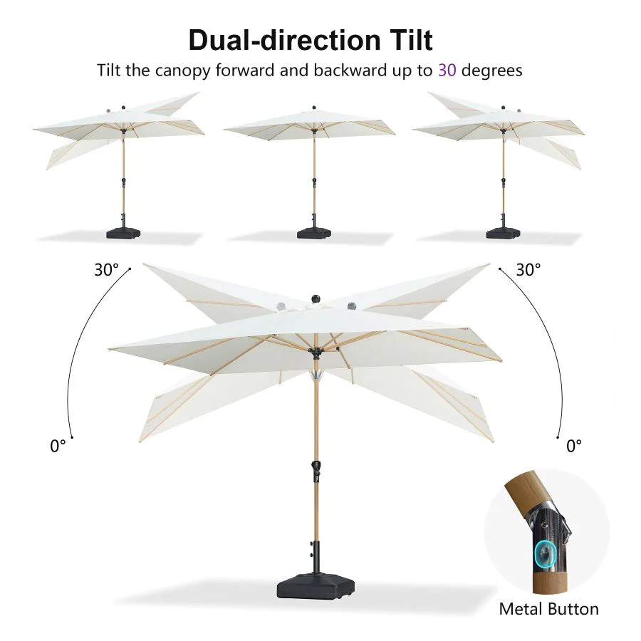 PURPLE LEAF Patio Market Umbrella Aluminum Outdoor Table Umbrella with Wood Color - Image 189