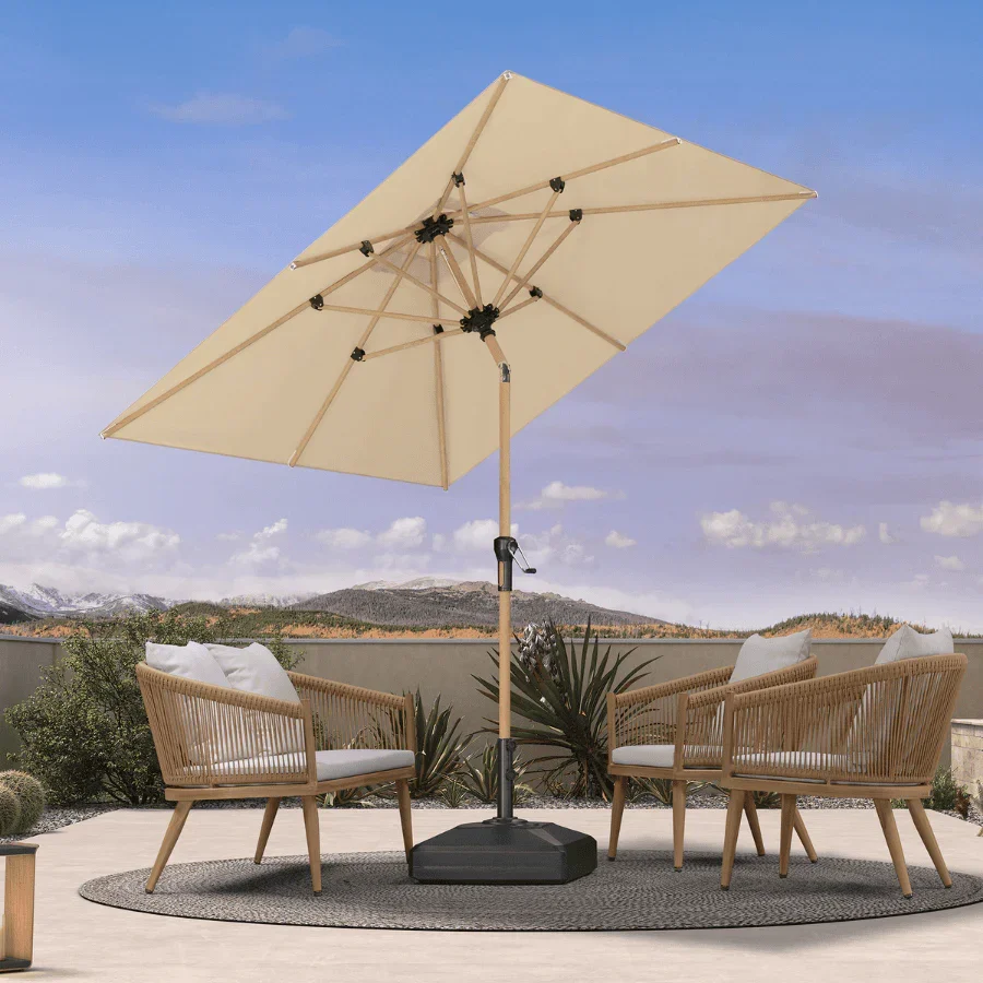 PURPLE LEAF Patio Market Umbrella Aluminum Outdoor Table Umbrella with Wood Color - Image 24