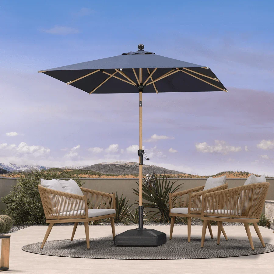 PURPLE LEAF Patio Market Umbrella Aluminum Outdoor Table Umbrella with Wood Color - Image 26