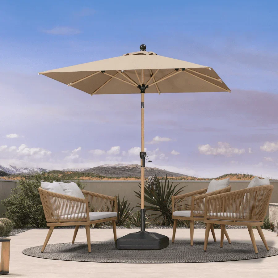 PURPLE LEAF Patio Market Umbrella Aluminum Outdoor Table Umbrella with Wood Color - Image 27