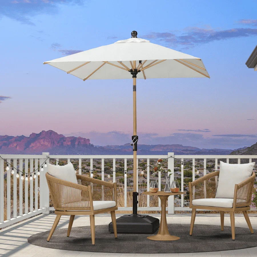 PURPLE LEAF Patio Market Umbrella Aluminum Outdoor Table Umbrella with Wood Color - Image 29