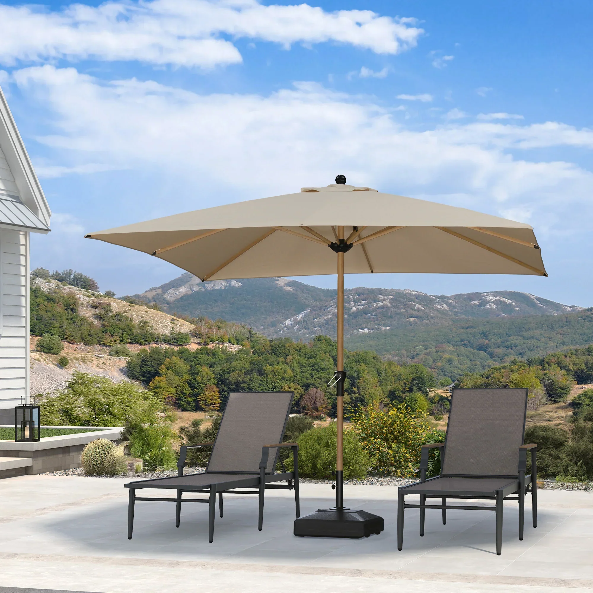 PURPLE LEAF Patio Market Umbrella Aluminum Outdoor Table Umbrella with Wood Color - Image 3