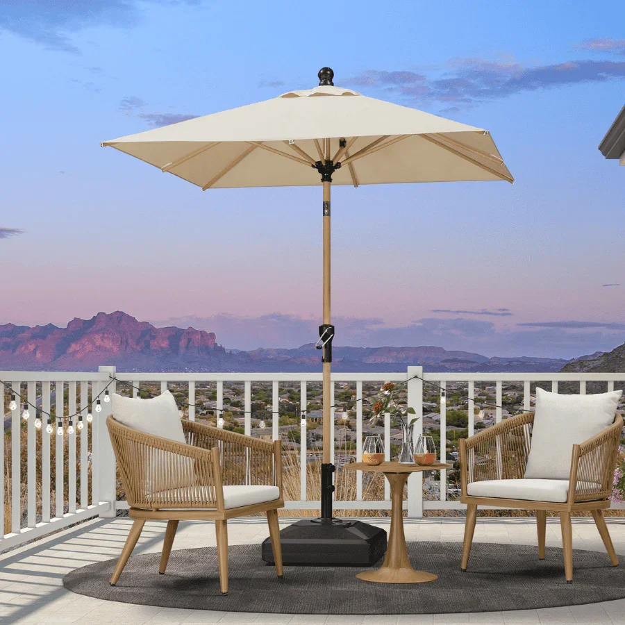 PURPLE LEAF Patio Market Umbrella Aluminum Outdoor Table Umbrella with Wood Color - Image 30