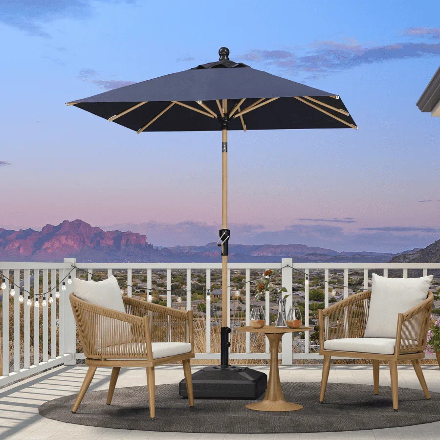 PURPLE LEAF Patio Market Umbrella Aluminum Outdoor Table Umbrella with Wood Color - Image 32