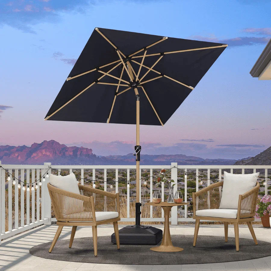 PURPLE LEAF Patio Market Umbrella Aluminum Outdoor Table Umbrella with Wood Color - Image 33