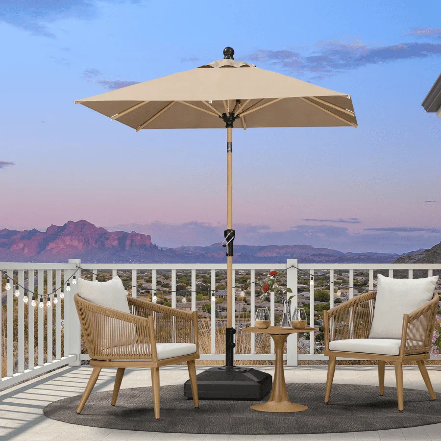 PURPLE LEAF Patio Market Umbrella Aluminum Outdoor Table Umbrella with Wood Color - Image 34