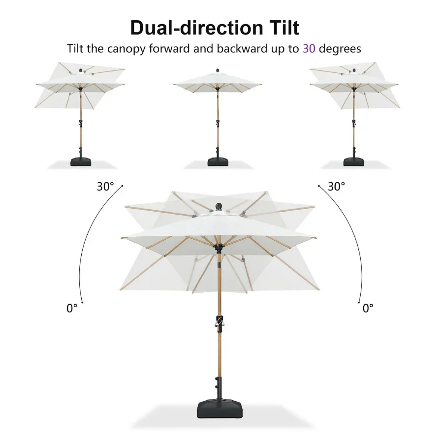 PURPLE LEAF Patio Market Umbrella Aluminum Outdoor Table Umbrella with Wood Color - Image 36