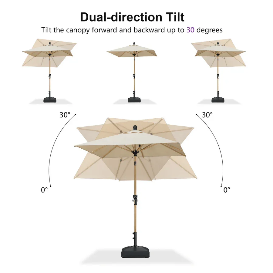 PURPLE LEAF Patio Market Umbrella Aluminum Outdoor Table Umbrella with Wood Color - Image 37