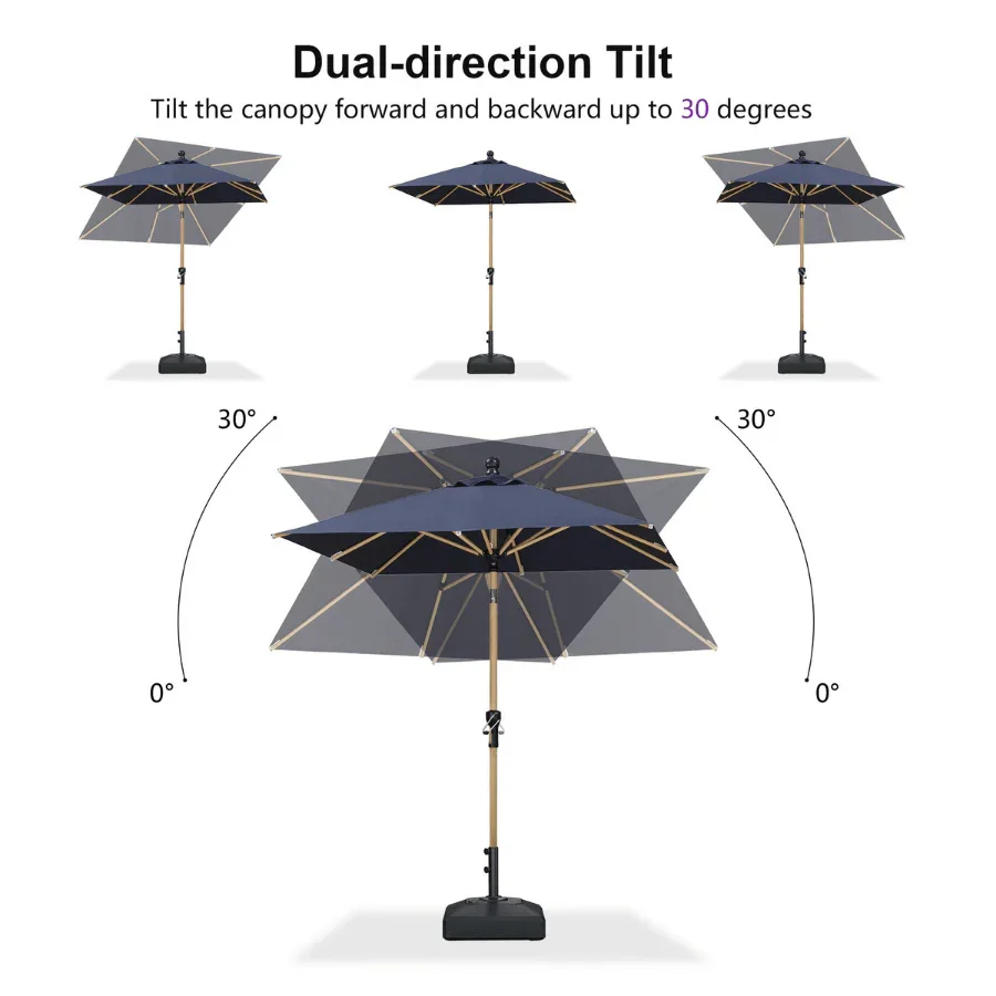 PURPLE LEAF Patio Market Umbrella Aluminum Outdoor Table Umbrella with Wood Color - Image 38