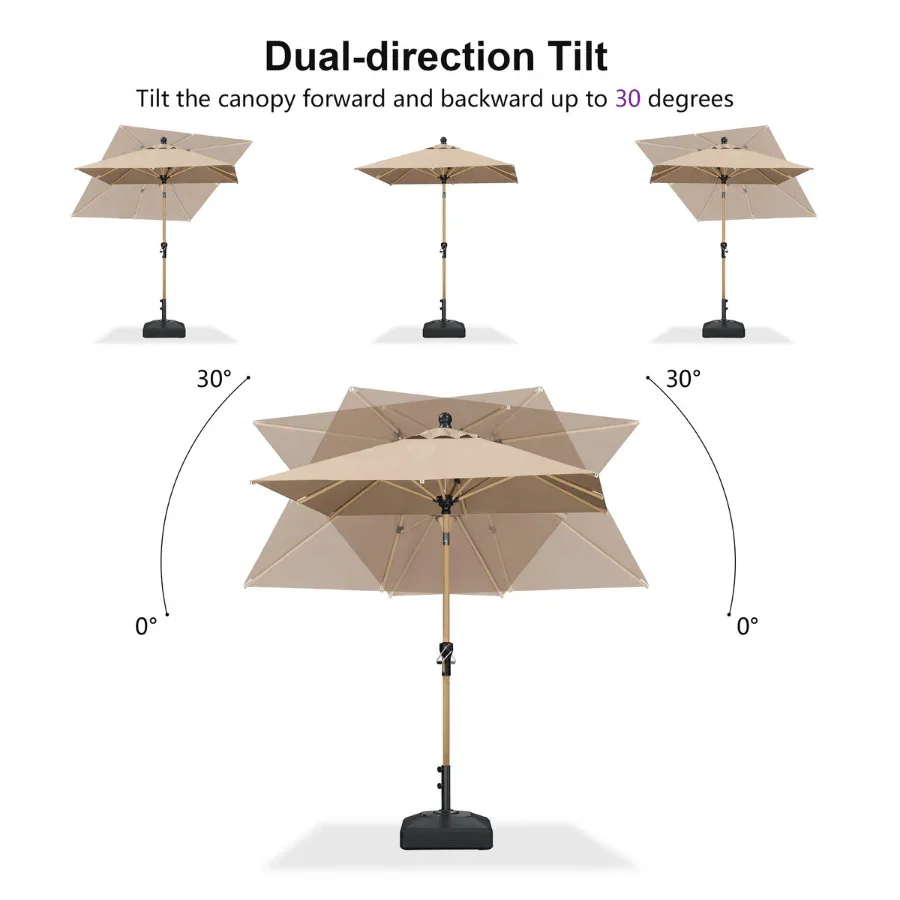 PURPLE LEAF Patio Market Umbrella Aluminum Outdoor Table Umbrella with Wood Color - Image 39