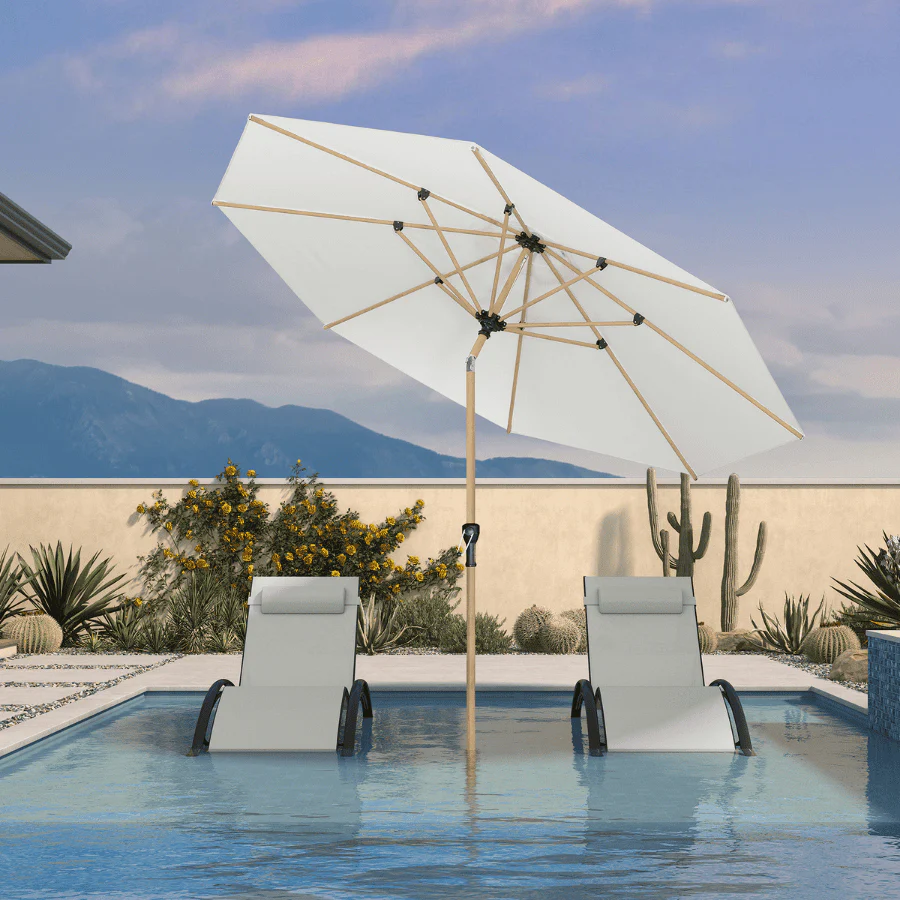 PURPLE LEAF Patio Market Umbrella Aluminum Outdoor Table Umbrella with Wood Color - Image 4