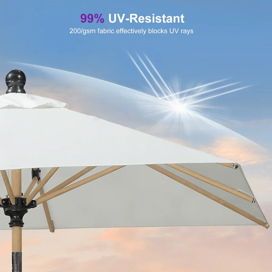 PURPLE LEAF Patio Market Umbrella Aluminum Outdoor Table Umbrella with Wood Color - Image 40