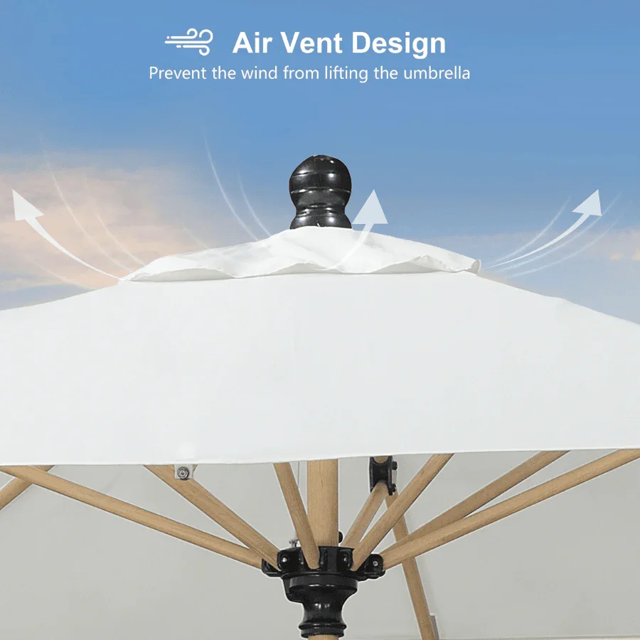 PURPLE LEAF Patio Market Umbrella Aluminum Outdoor Table Umbrella with Wood Color - Image 42