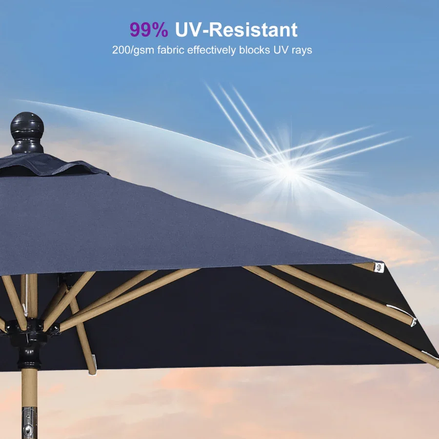 PURPLE LEAF Patio Market Umbrella Aluminum Outdoor Table Umbrella with Wood Color - Image 43