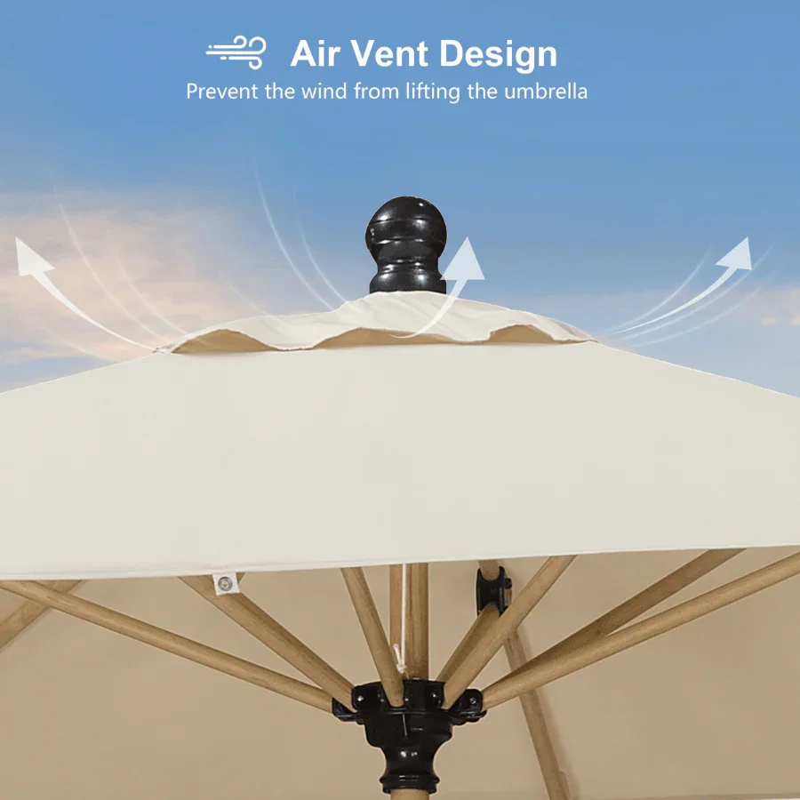 PURPLE LEAF Patio Market Umbrella Aluminum Outdoor Table Umbrella with Wood Color - Image 44