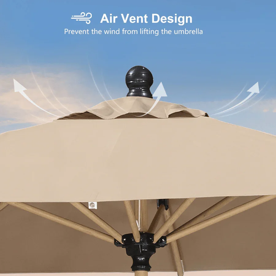 PURPLE LEAF Patio Market Umbrella Aluminum Outdoor Table Umbrella with Wood Color - Image 46