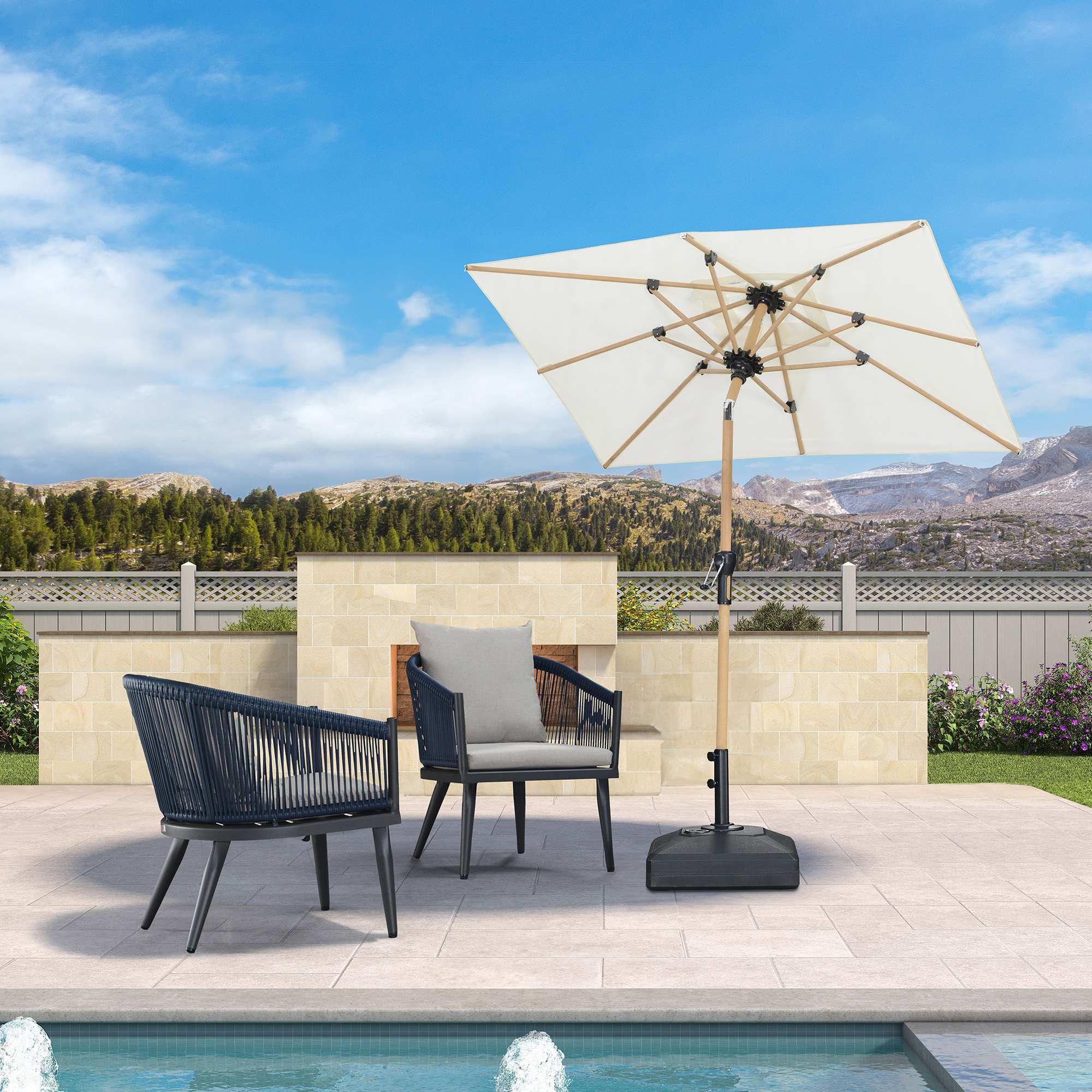 PURPLE LEAF Patio Market Umbrella Aluminum Outdoor Table Umbrella with Wood Color - Image 48