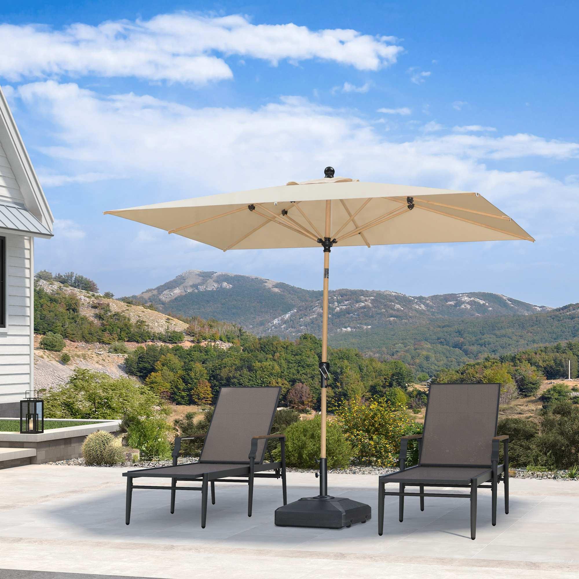 PURPLE LEAF Patio Market Umbrella Aluminum Outdoor Table Umbrella with Wood Color - Image 5