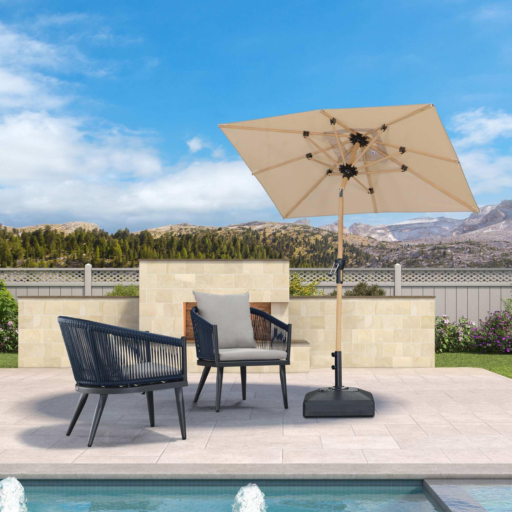 PURPLE LEAF Patio Market Umbrella Aluminum Outdoor Table Umbrella with Wood Color - Image 51