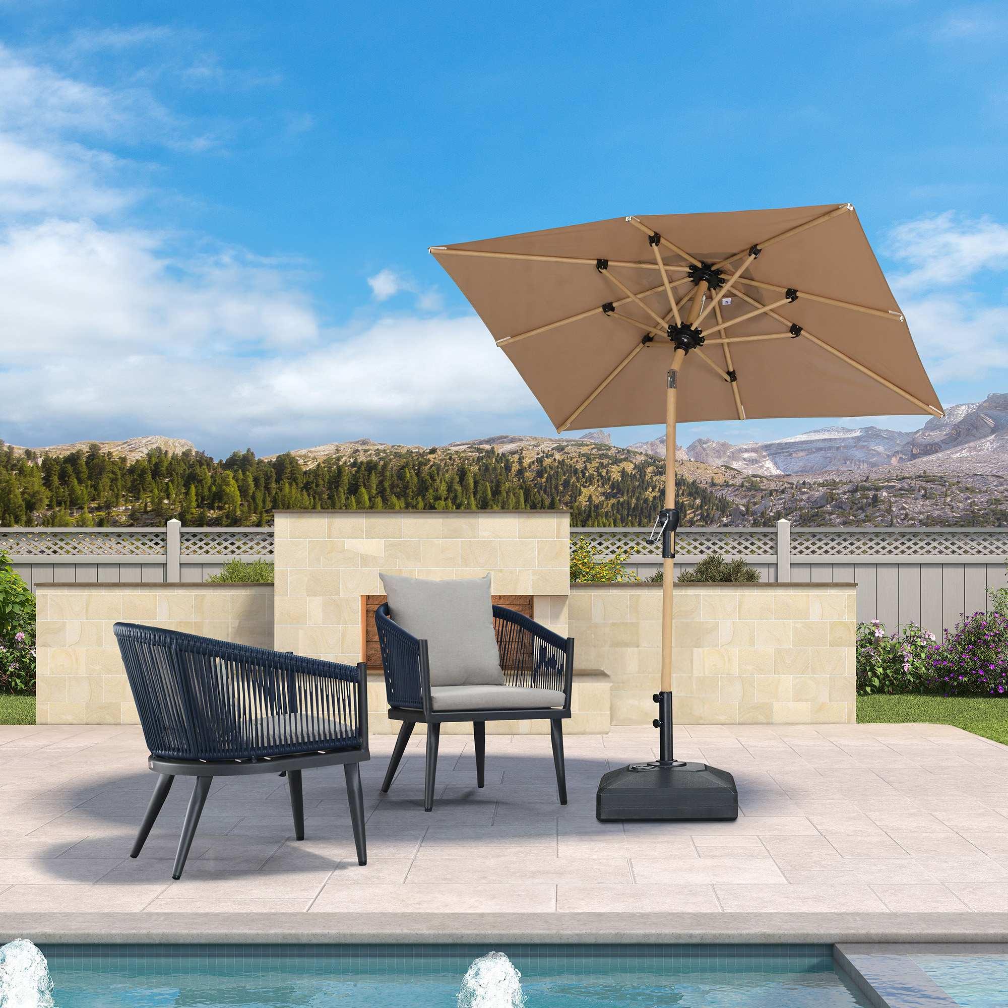 PURPLE LEAF Patio Market Umbrella Aluminum Outdoor Table Umbrella with Wood Color - Image 53