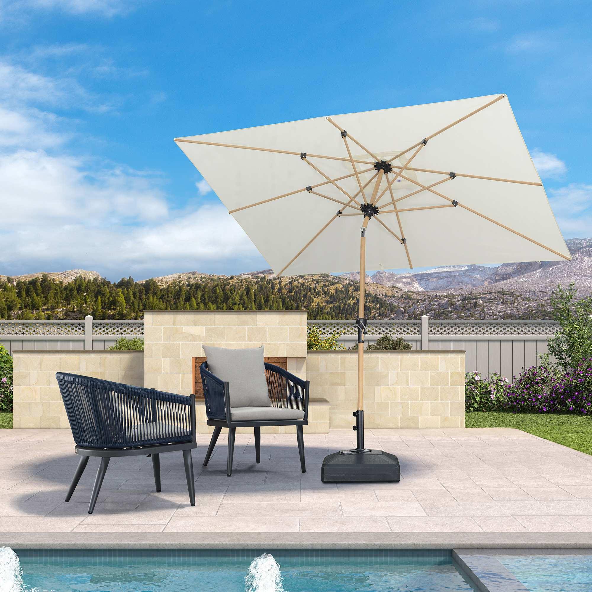 PURPLE LEAF Patio Market Umbrella Aluminum Outdoor Table Umbrella with Wood Color - Image 57