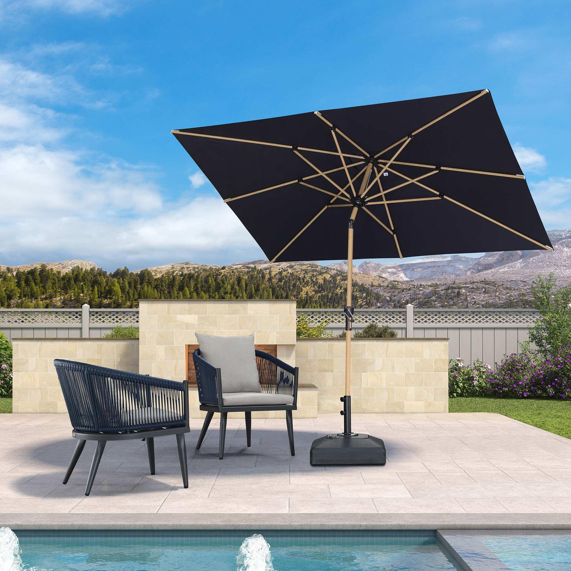 PURPLE LEAF Patio Market Umbrella Aluminum Outdoor Table Umbrella with Wood Color - Image 58
