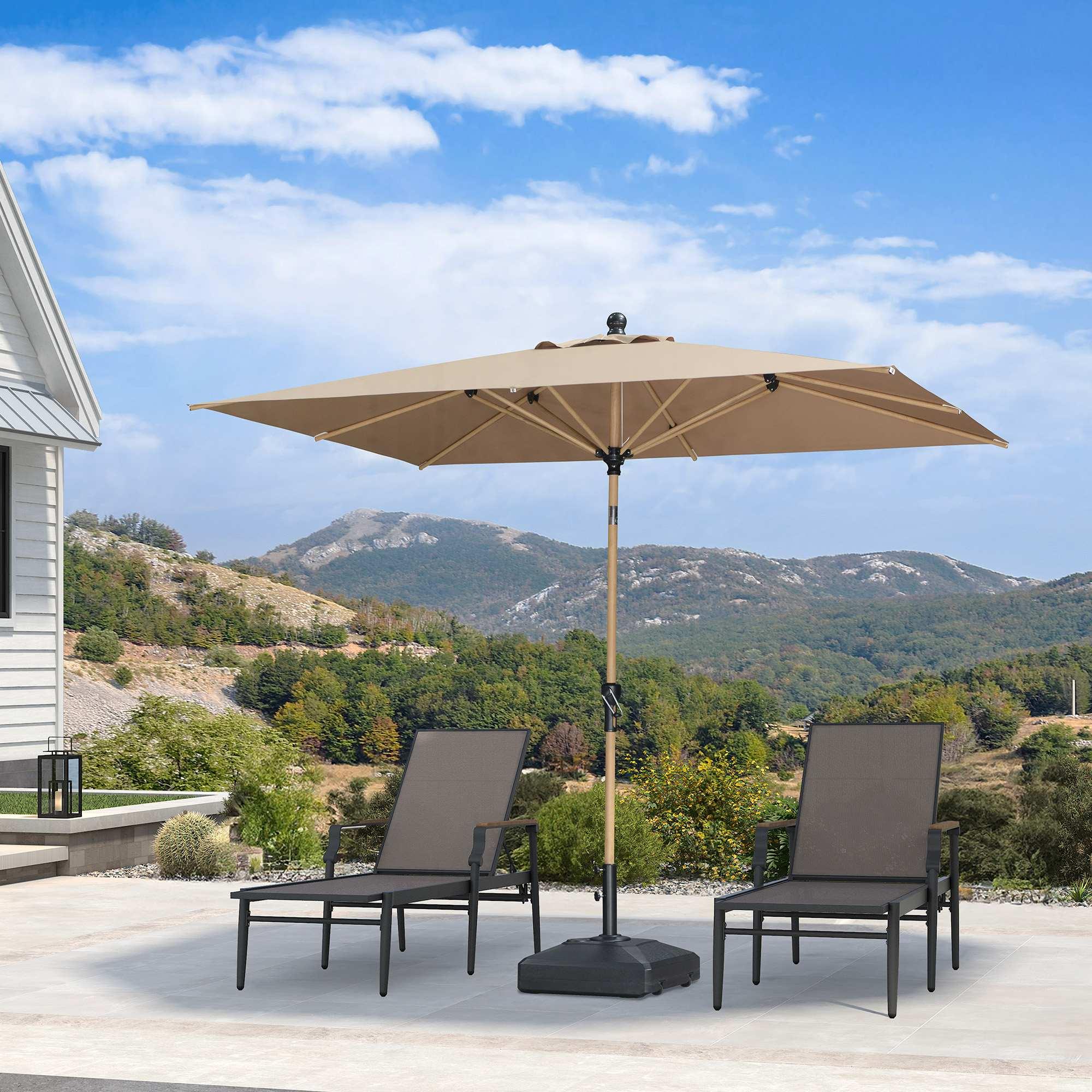 PURPLE LEAF Patio Market Umbrella Aluminum Outdoor Table Umbrella with Wood Color - Image 60