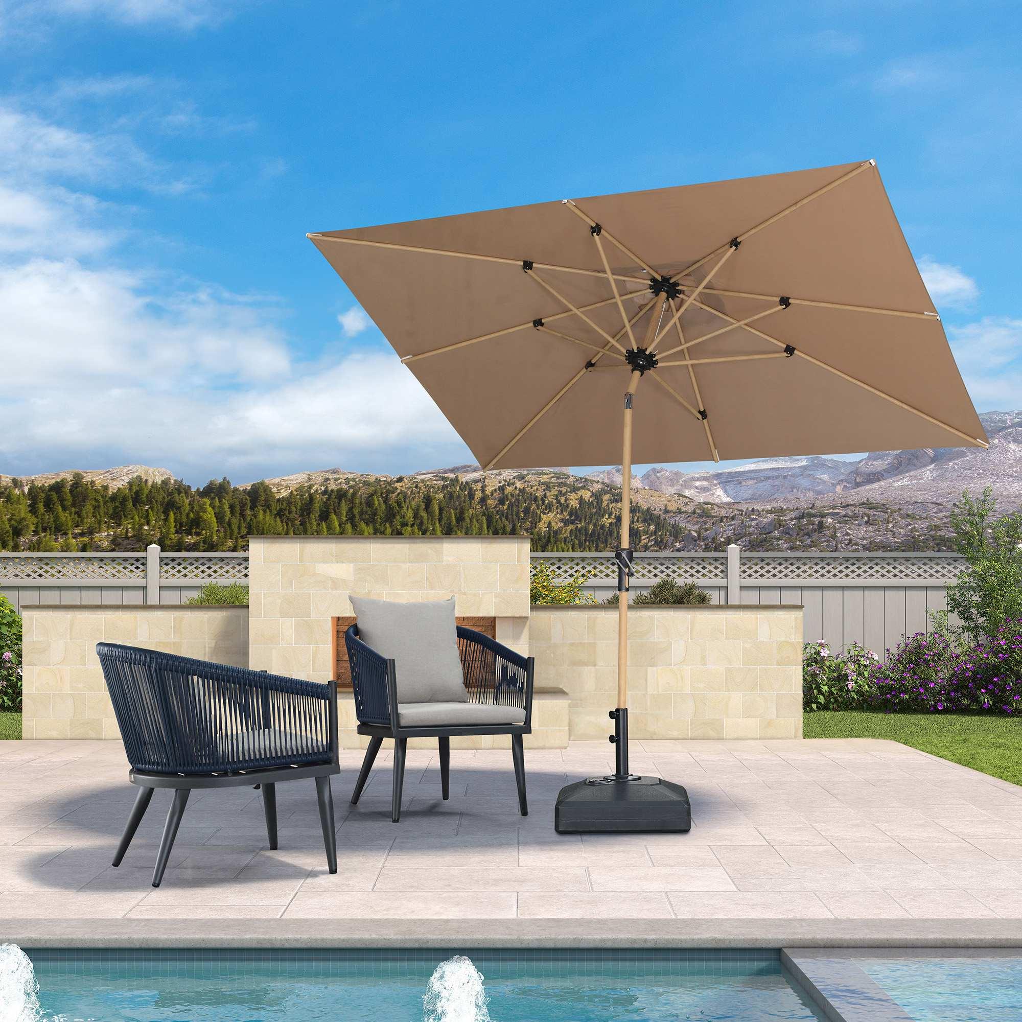 PURPLE LEAF Patio Market Umbrella Aluminum Outdoor Table Umbrella with Wood Color - Image 61