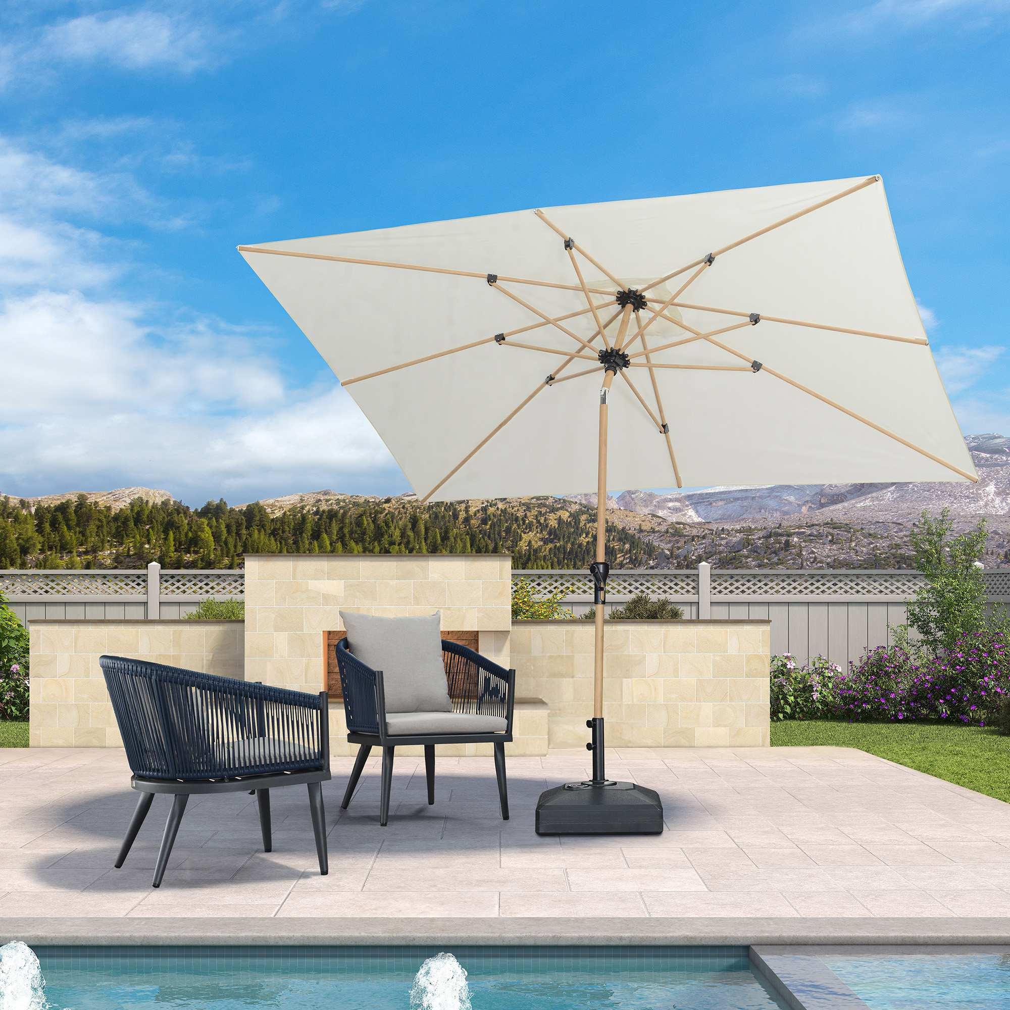 PURPLE LEAF Patio Market Umbrella Aluminum Outdoor Table Umbrella with Wood Color - Image 62