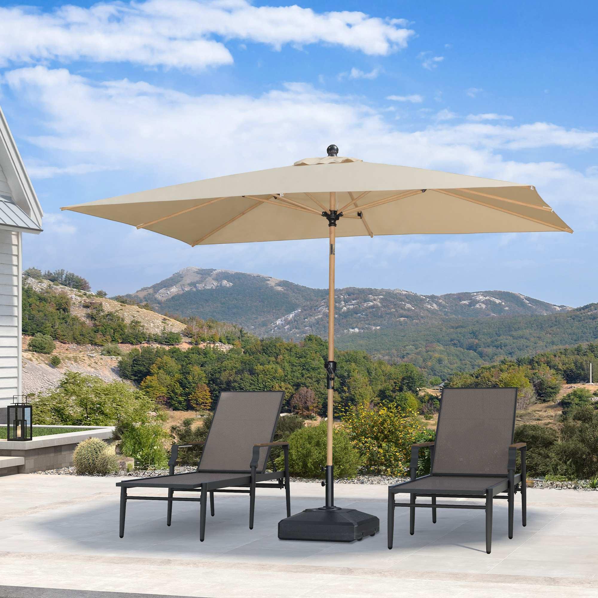 PURPLE LEAF Patio Market Umbrella Aluminum Outdoor Table Umbrella with Wood Color - Image 64