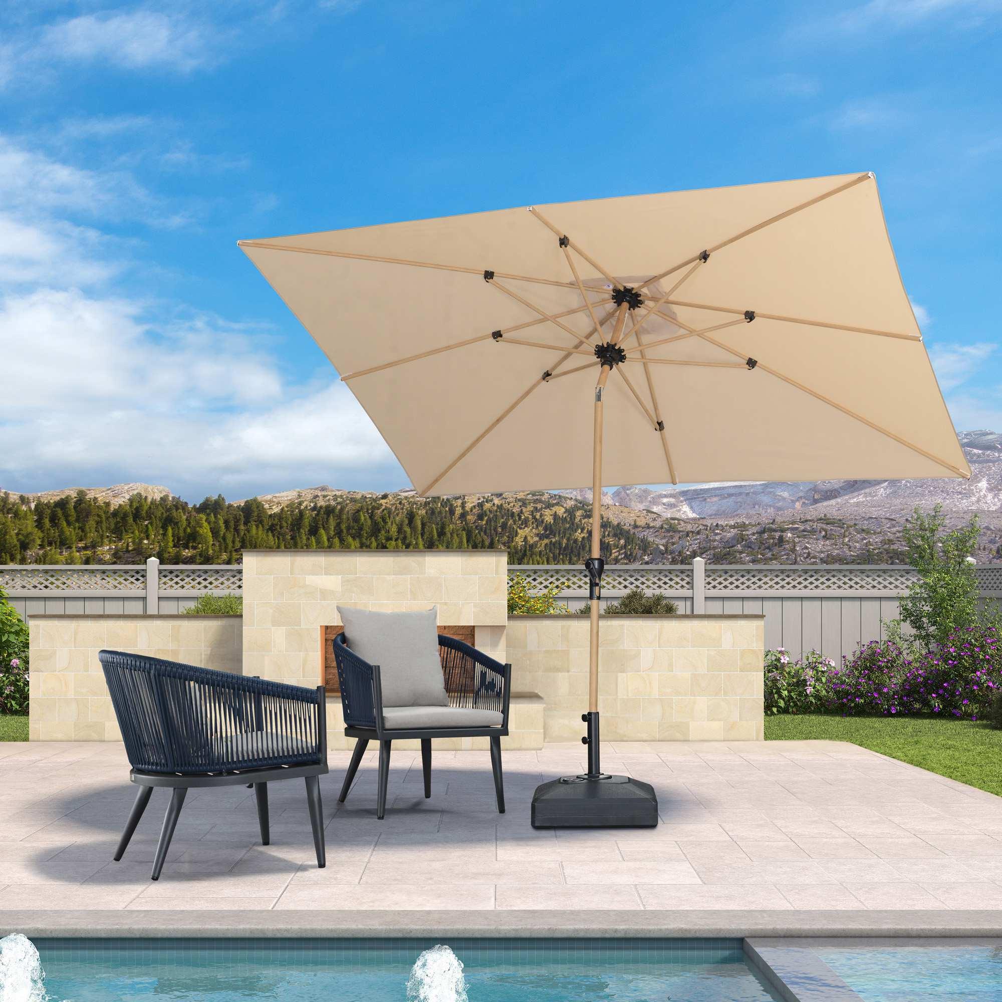 PURPLE LEAF Patio Market Umbrella Aluminum Outdoor Table Umbrella with Wood Color - Image 65