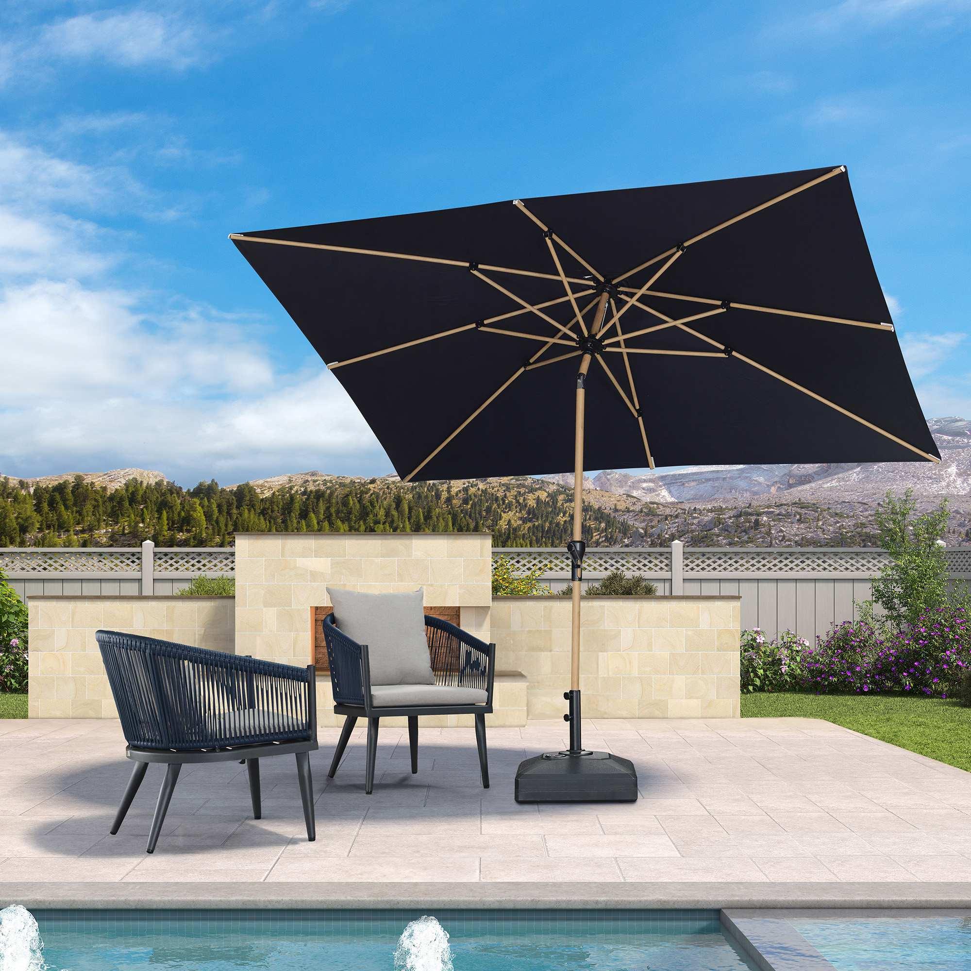 PURPLE LEAF Patio Market Umbrella Aluminum Outdoor Table Umbrella with Wood Color - Image 66