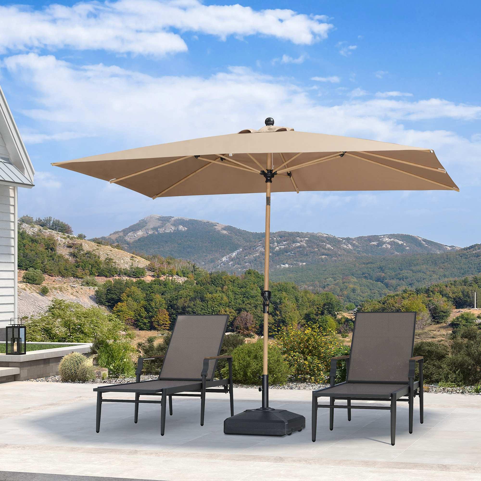 PURPLE LEAF Patio Market Umbrella Aluminum Outdoor Table Umbrella with Wood Color - Image 68