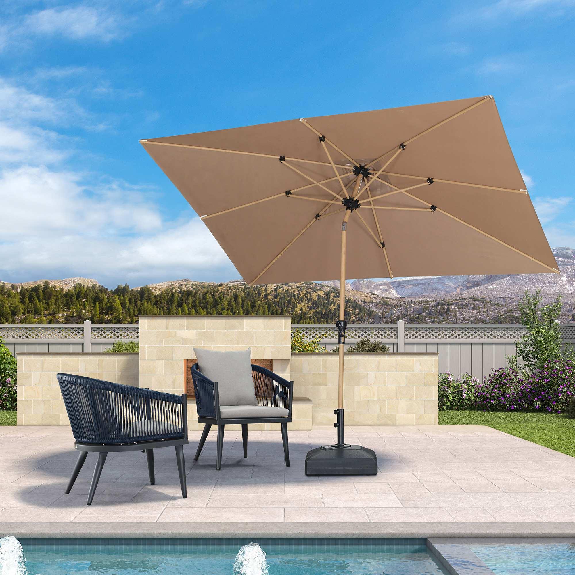 PURPLE LEAF Patio Market Umbrella Aluminum Outdoor Table Umbrella with Wood Color - Image 69