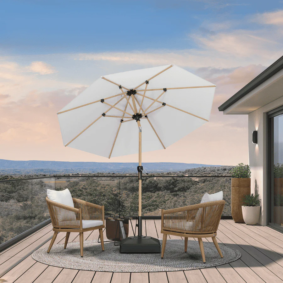 PURPLE LEAF Patio Market Umbrella Aluminum Outdoor Table Umbrella with Wood Color - Image 7