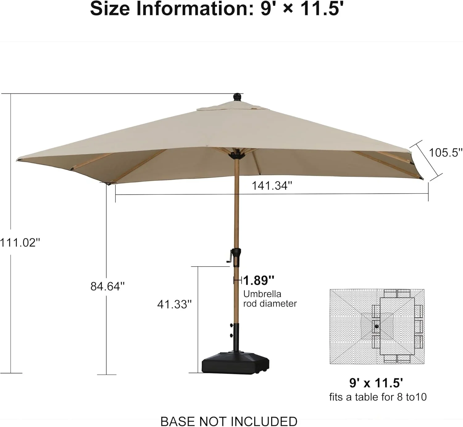 PURPLE LEAF Patio Market Umbrella Aluminum Outdoor Table Umbrella with Wood Color - Image 71