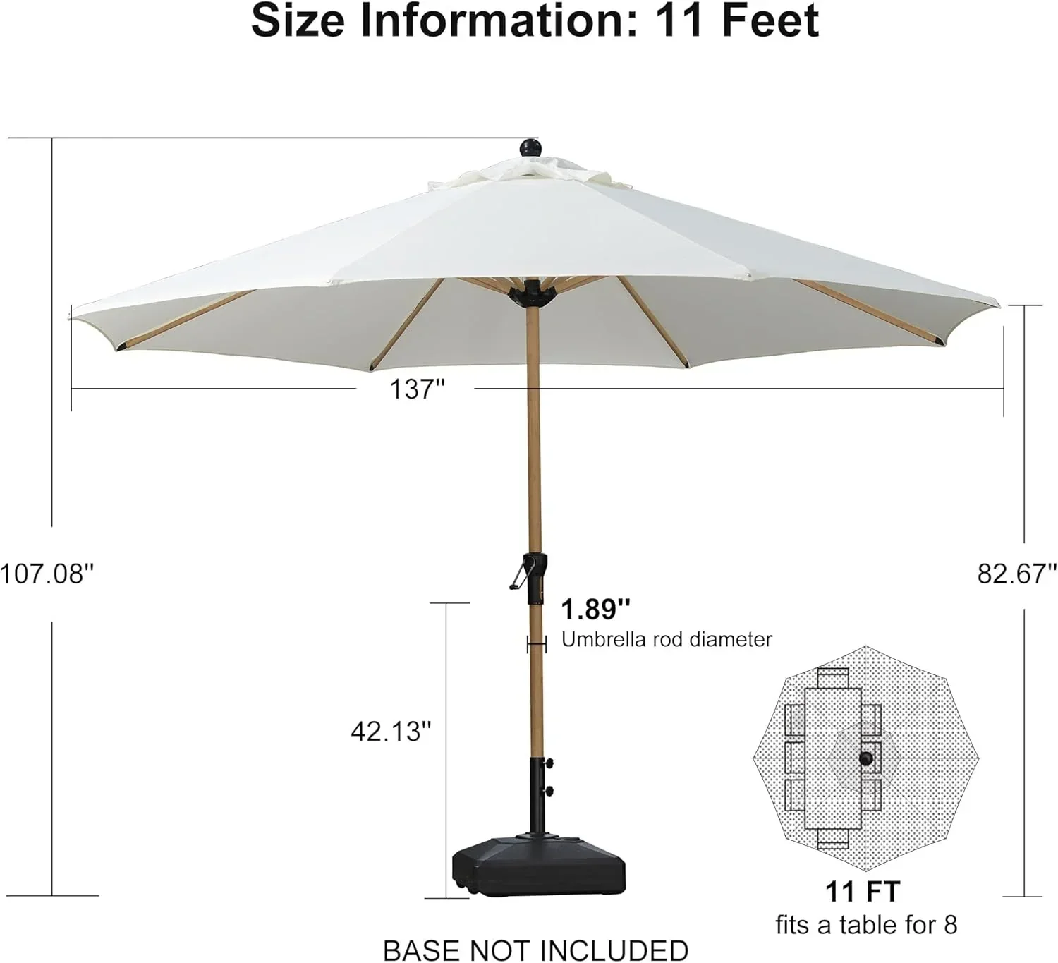 PURPLE LEAF Patio Market Umbrella Aluminum Outdoor Table Umbrella with Wood Color - Image 72