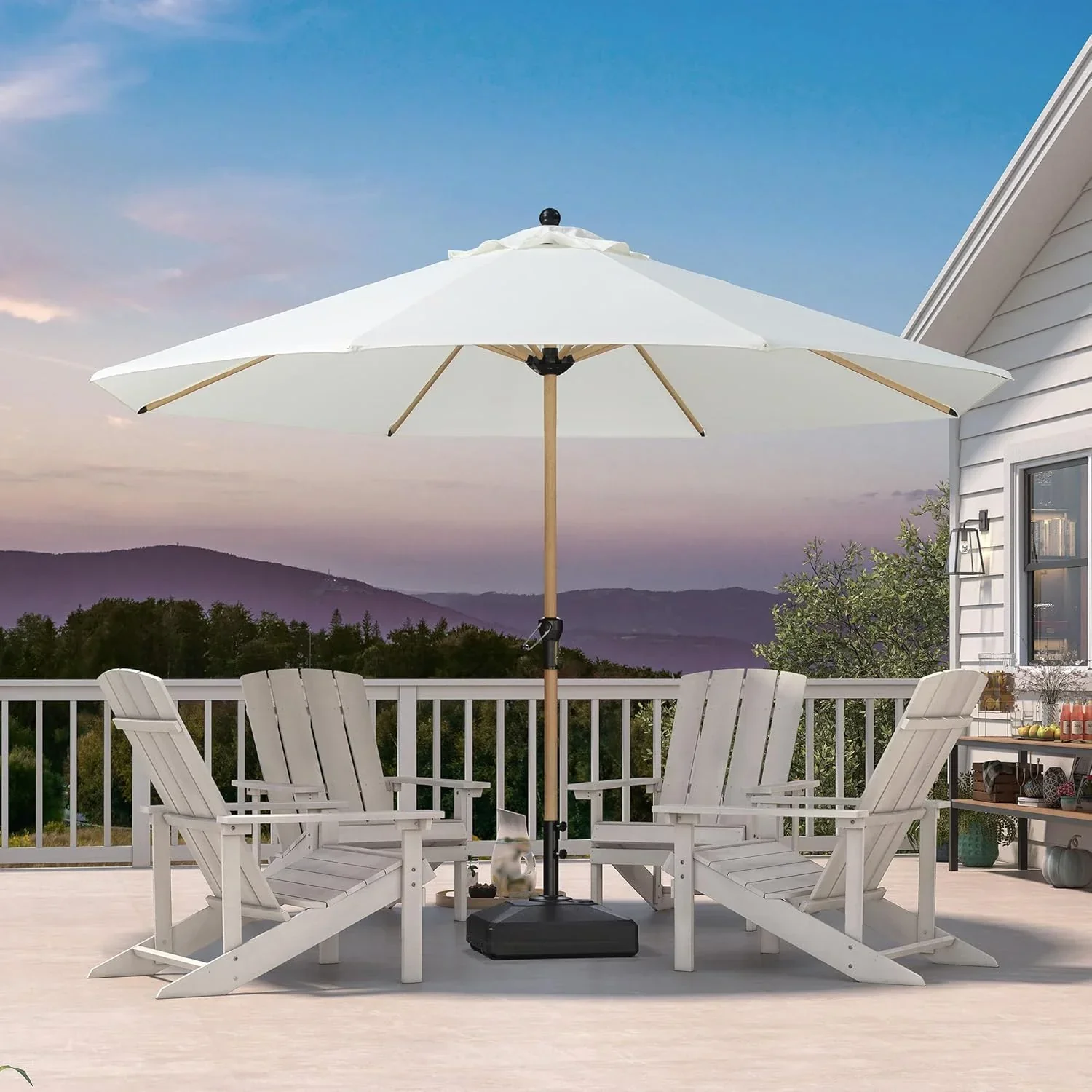 PURPLE LEAF Patio Market Umbrella Aluminum Outdoor Table Umbrella with Wood Color - Image 73