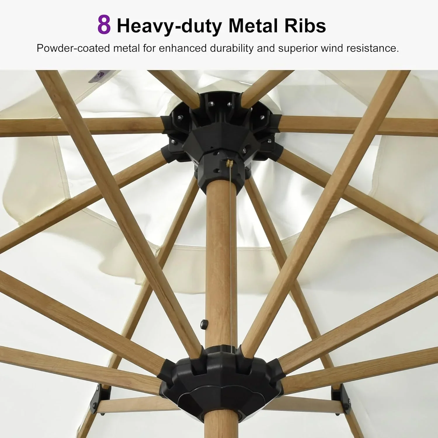 PURPLE LEAF Patio Market Umbrella Aluminum Outdoor Table Umbrella with Wood Color - Image 74