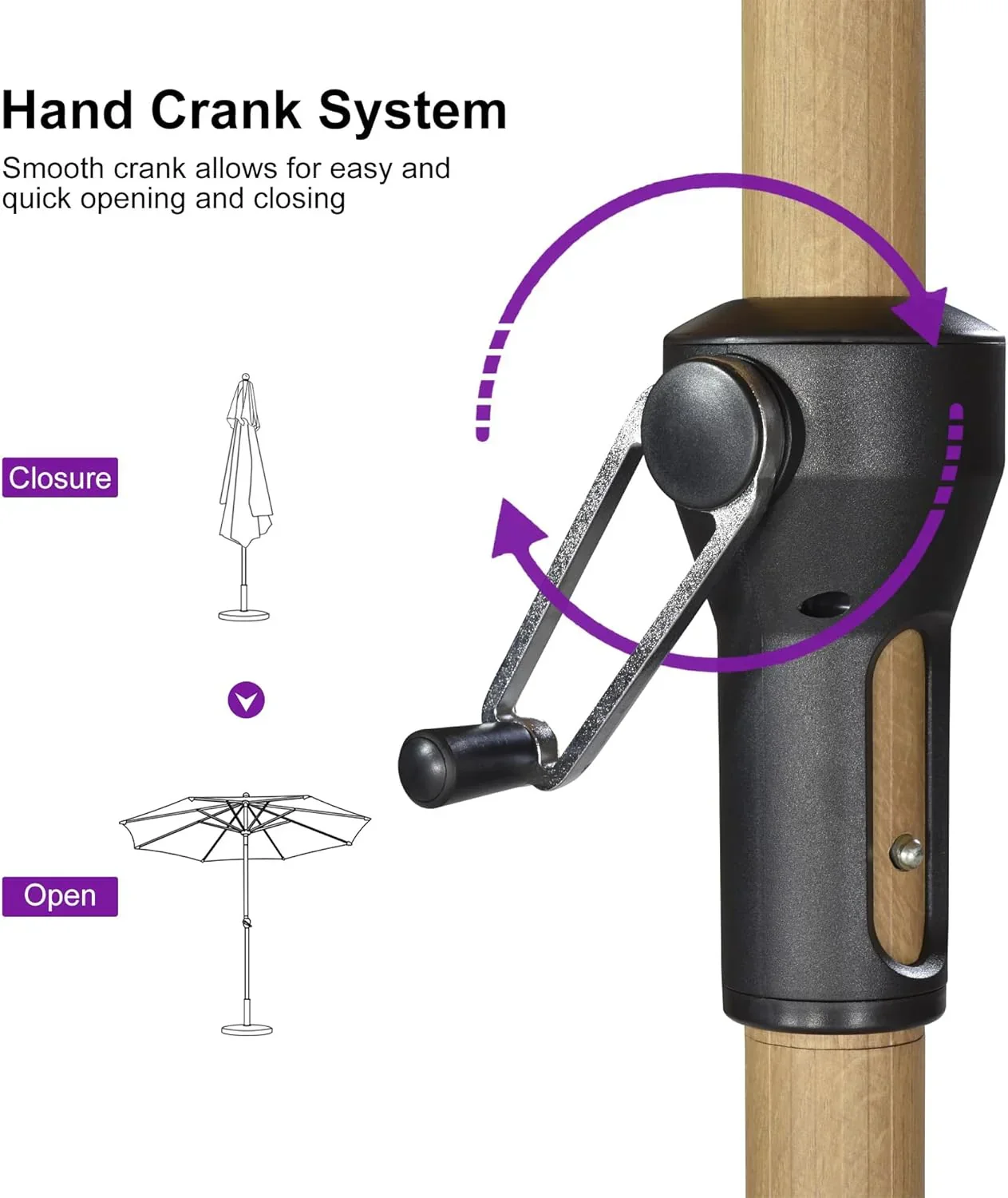 PURPLE LEAF Patio Market Umbrella Aluminum Outdoor Table Umbrella with Wood Color - Image 75