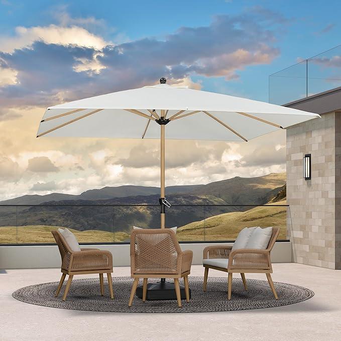 PURPLE LEAF Patio Market Umbrella Aluminum Outdoor Table Umbrella with Wood Color - Image 77