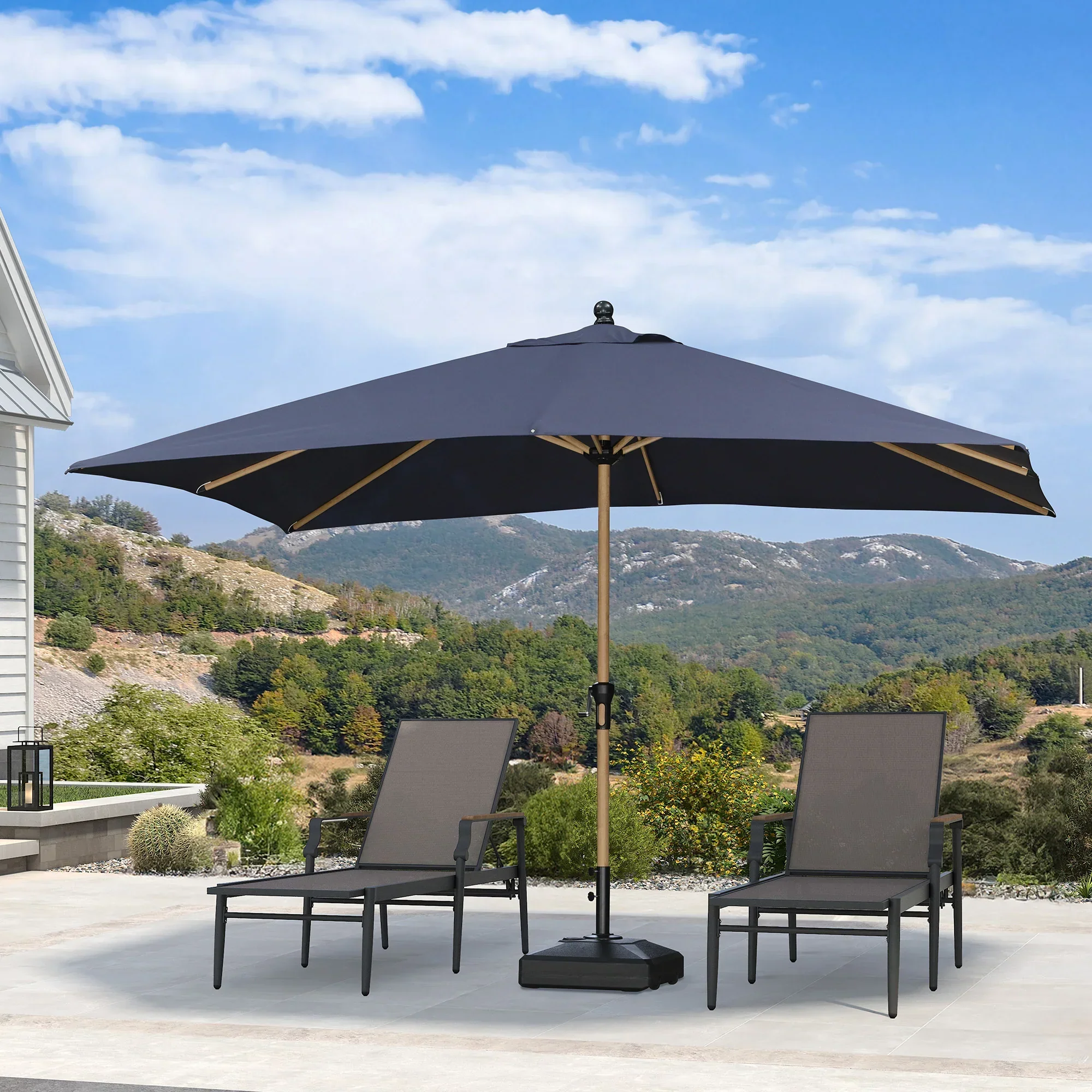 PURPLE LEAF Patio Market Umbrella Aluminum Outdoor Table Umbrella with Wood Color - Image 81