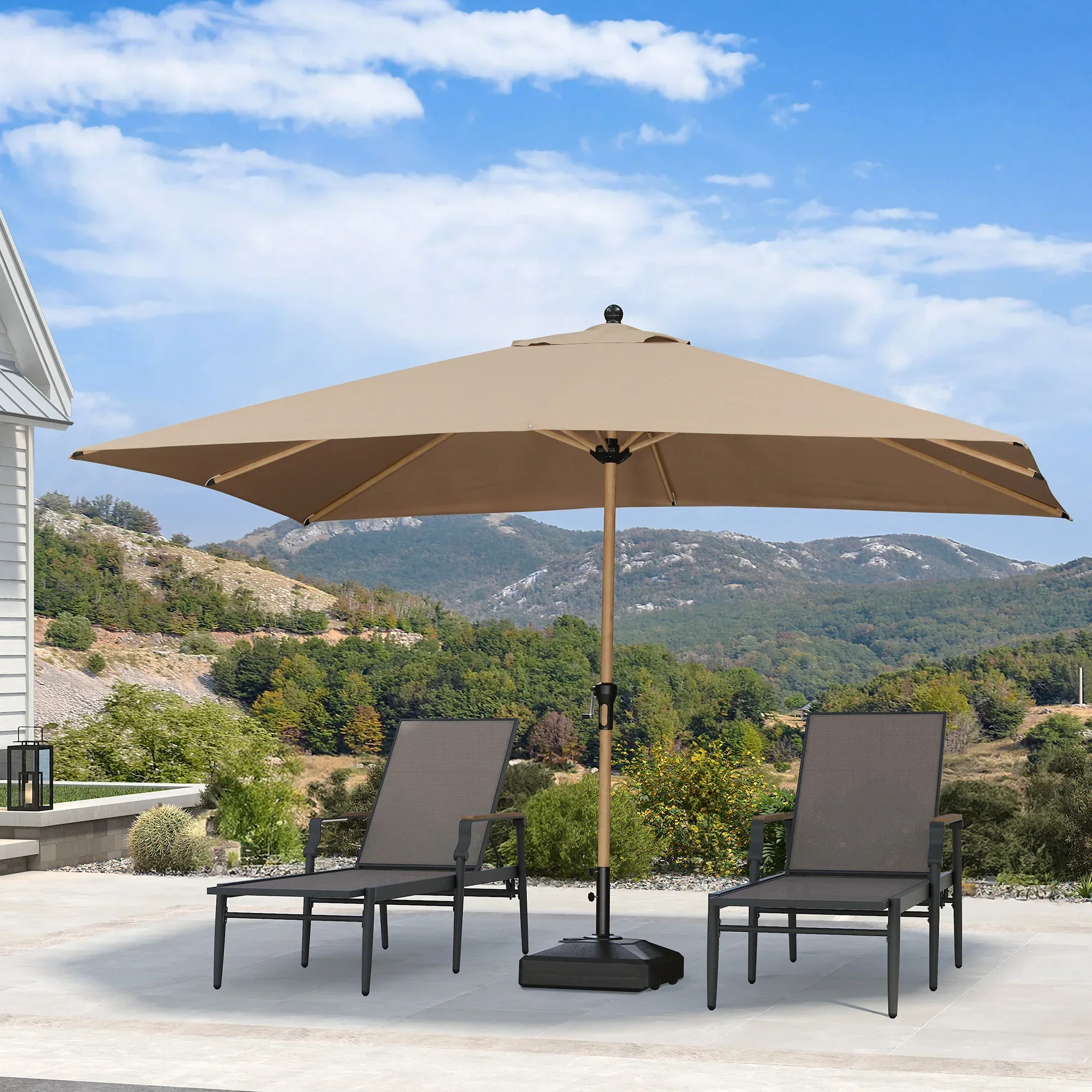 PURPLE LEAF Patio Market Umbrella Aluminum Outdoor Table Umbrella with Wood Color - Image 83